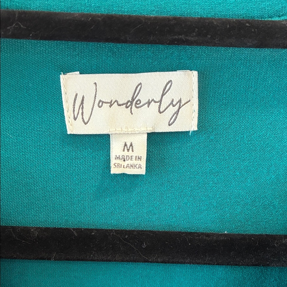 Wonderly Teal Long Sleeve Tiered Button-Down Blouse - Picture 2 of 3